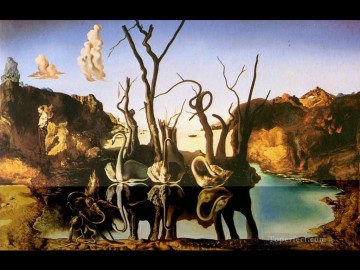 Cisnes reflejando elefantes Surrealismo Pinturas al óleo